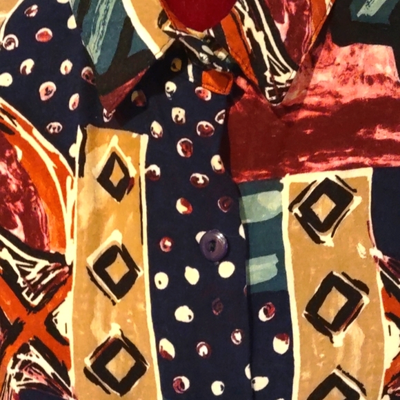 Vintage Caliché Blouse Abstract Leaf - Picture 5 of 12